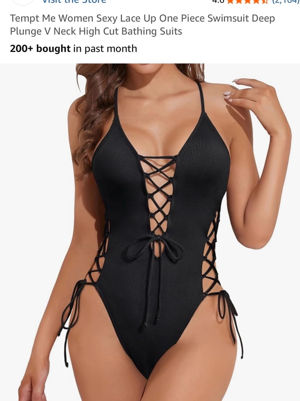 Tempt Me Black Lace-Up One-Piece Swimsuit